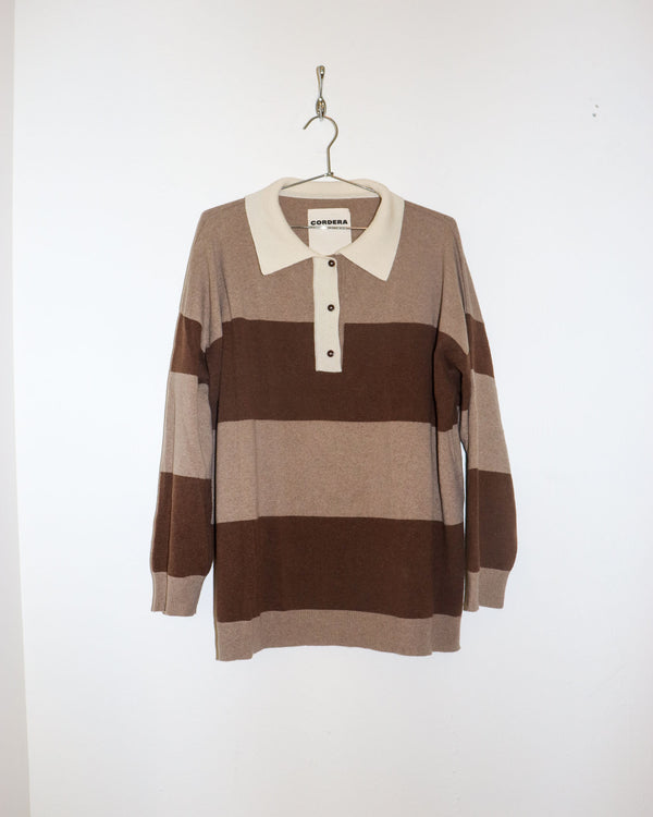 Pre-owned: Cordera Unisex Cashmere Polo Sweater in Taupe