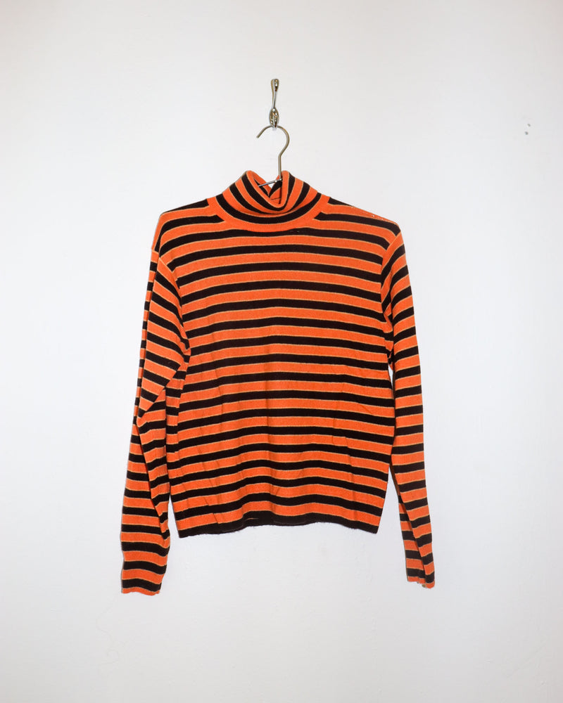 Pre-owned: Marni X Uniqlo Cashmere Striped Turtleneck in Orange