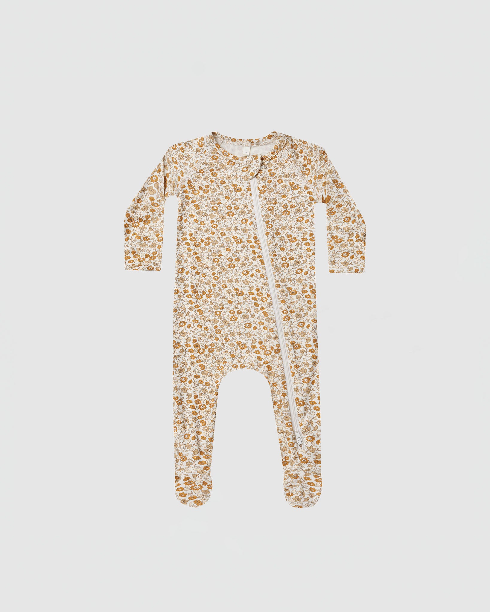 Quincy Mae Bamboo Zip Footie in Marigold