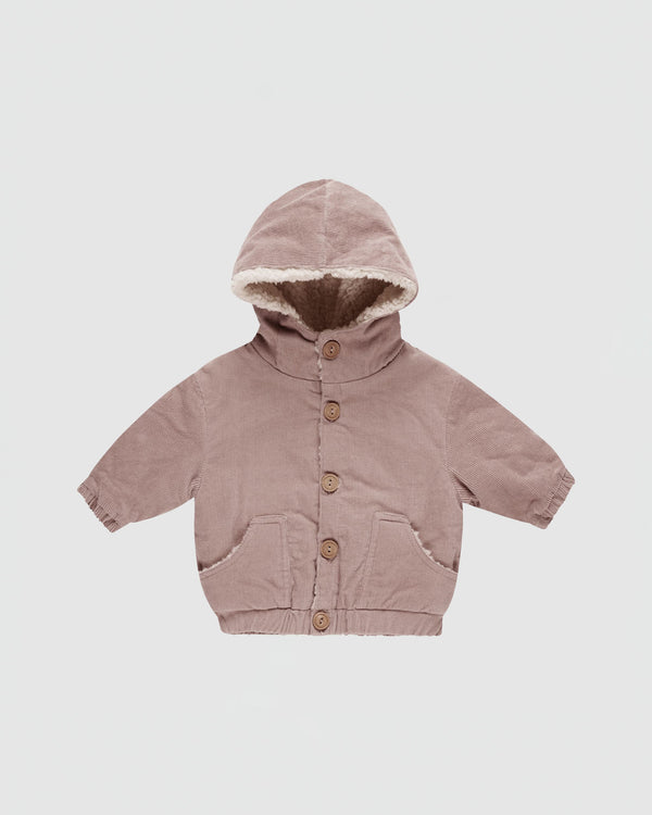 Quincy Mae Corduroy Hooded Jacket in Mauve