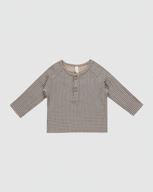 Quincy Mae Zion Shirt in Indigo Gingham