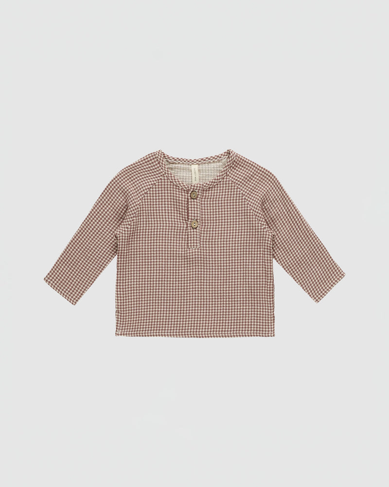 Quincy Mae Zion Shirt in Plum Gingham