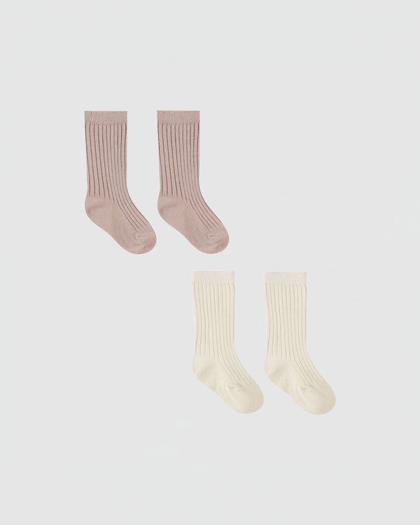 Quincy Mae Socks in Natural/Mauve