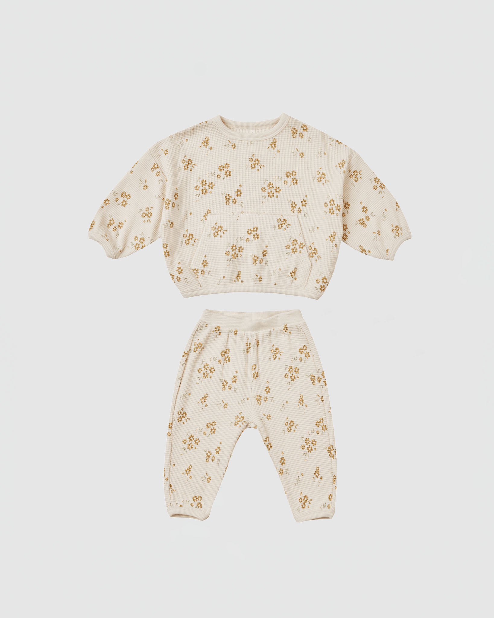 Quincy Mae Waffle Slouch Set in Honey Flower