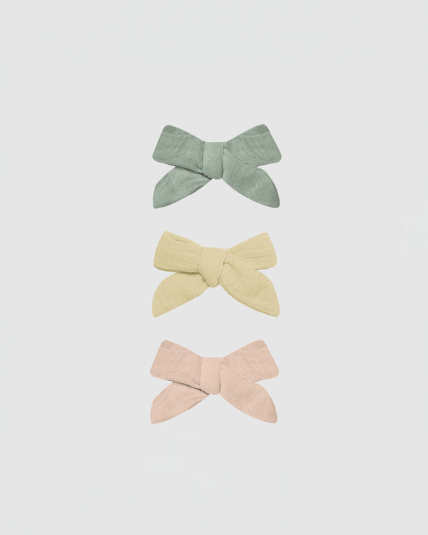 Quincy Mae Bow Clips in Sage/Yellow/Melon