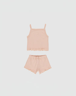 Quincy Mae Pointelle Tank + Shortie Set in Melon