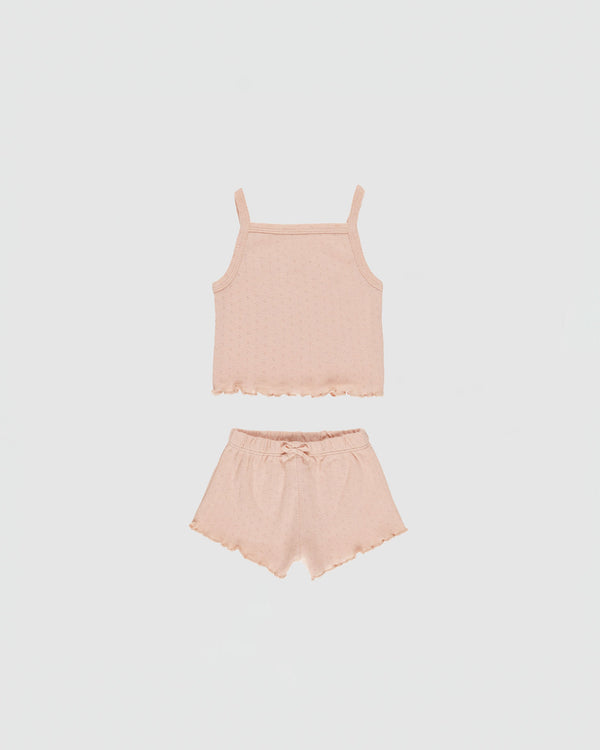 Quincy Mae Pointelle Tank + Shortie Set in Melon