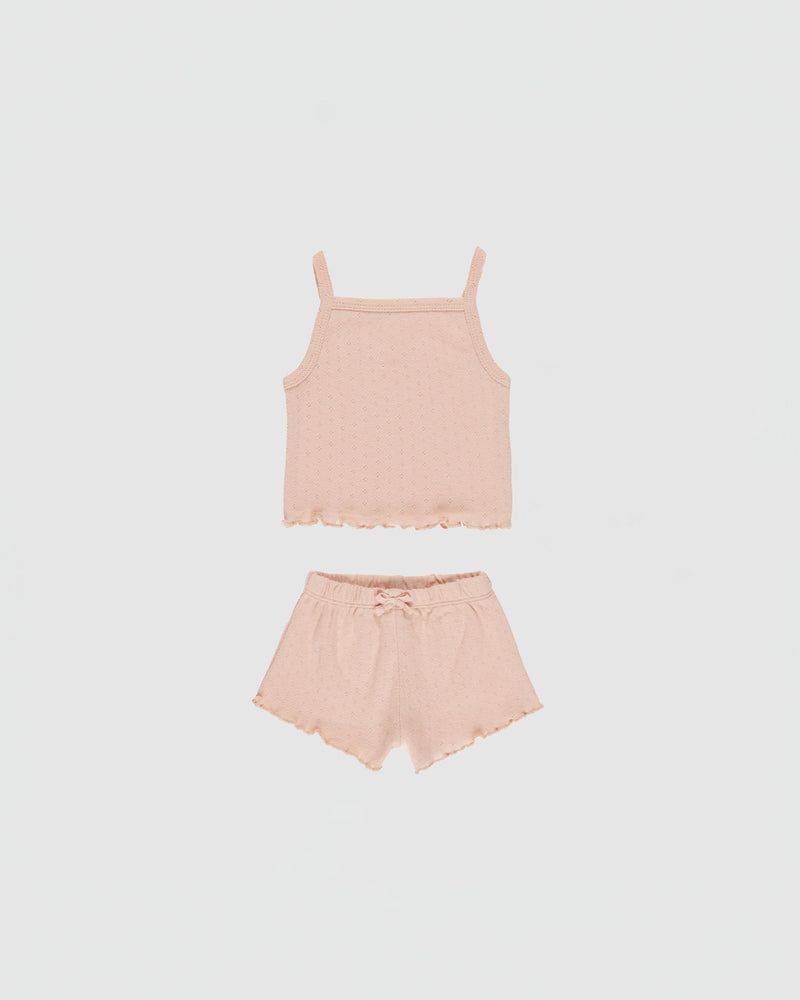 Quincy Mae Pointelle Tank + Shortie Set in Melon