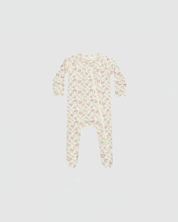 Quincy Mae Bamboo Zipped Footie in Bloom