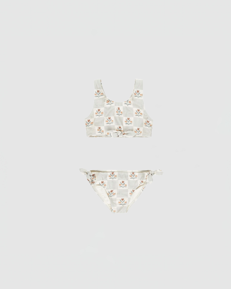 Rylee + Cru Knotted Bikini in Garden Grid