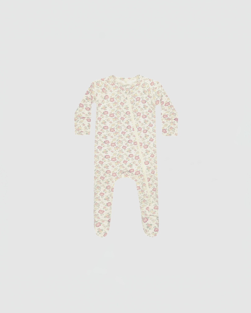 Quincy Mae Bamboo Zipped Footie in Bloom