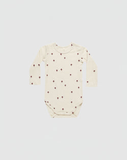 Quincy Mae Ribbed Long Sleeve Bodysuit in Mushrooms