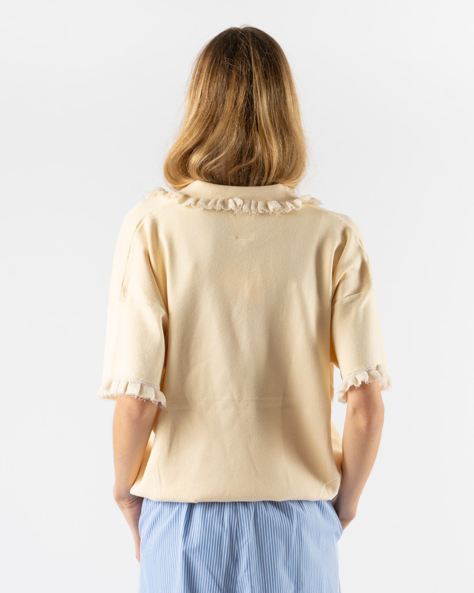 Rhodolirion Embroidery Polo Sweater in Ivory