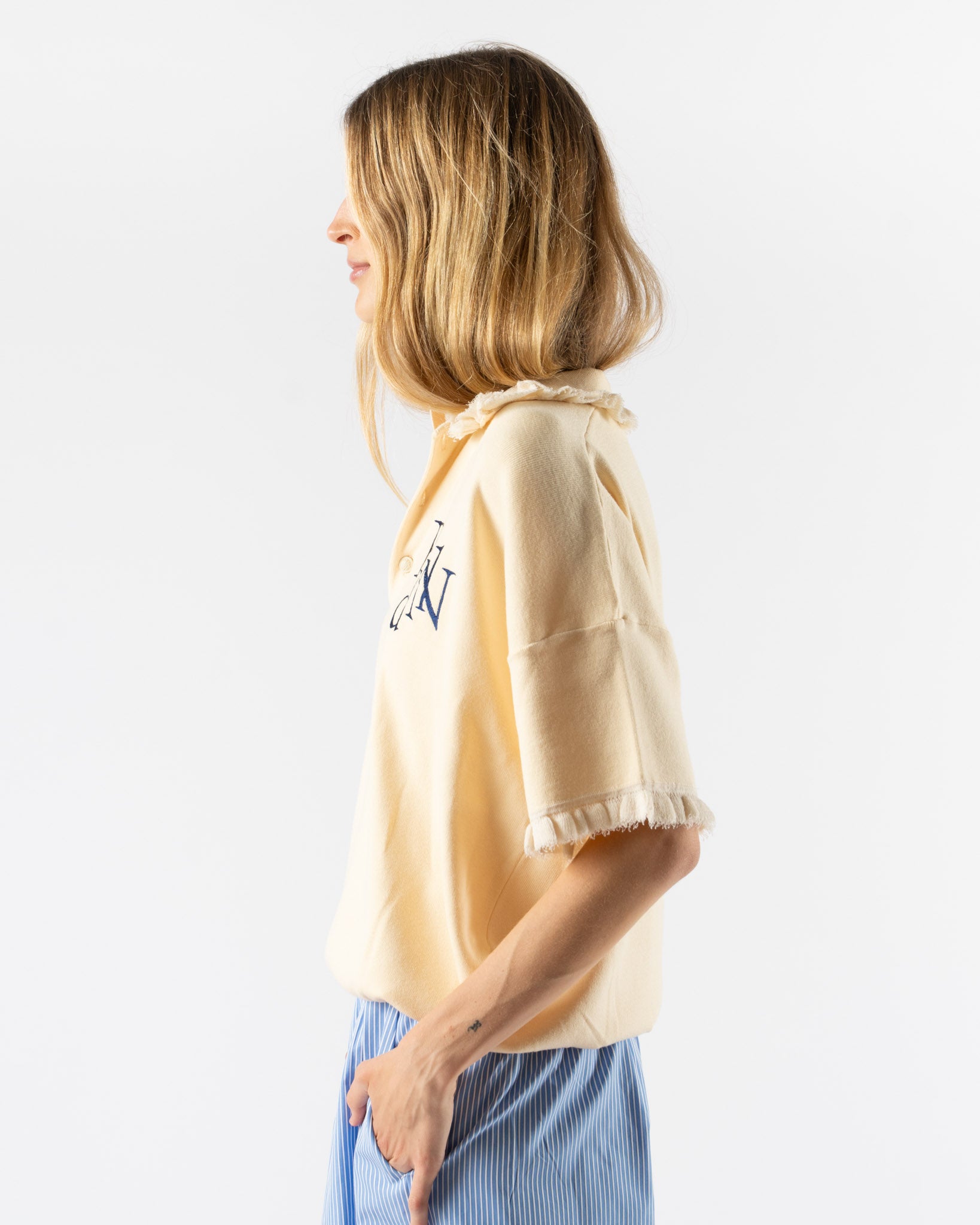 Rhodolirion Embroidery Polo Sweater in Ivory