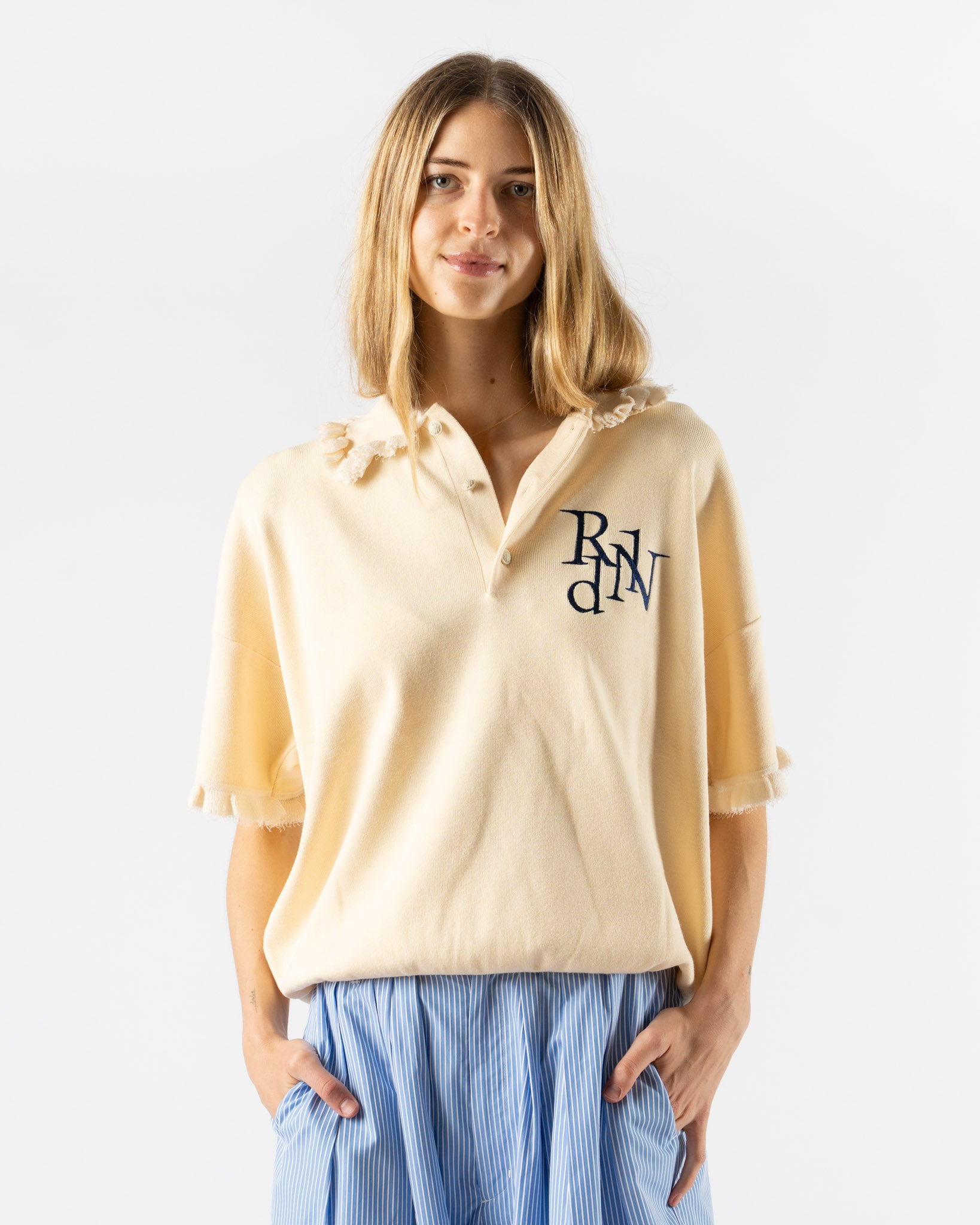 Rhodolirion Embroidery Polo Sweater in Ivory