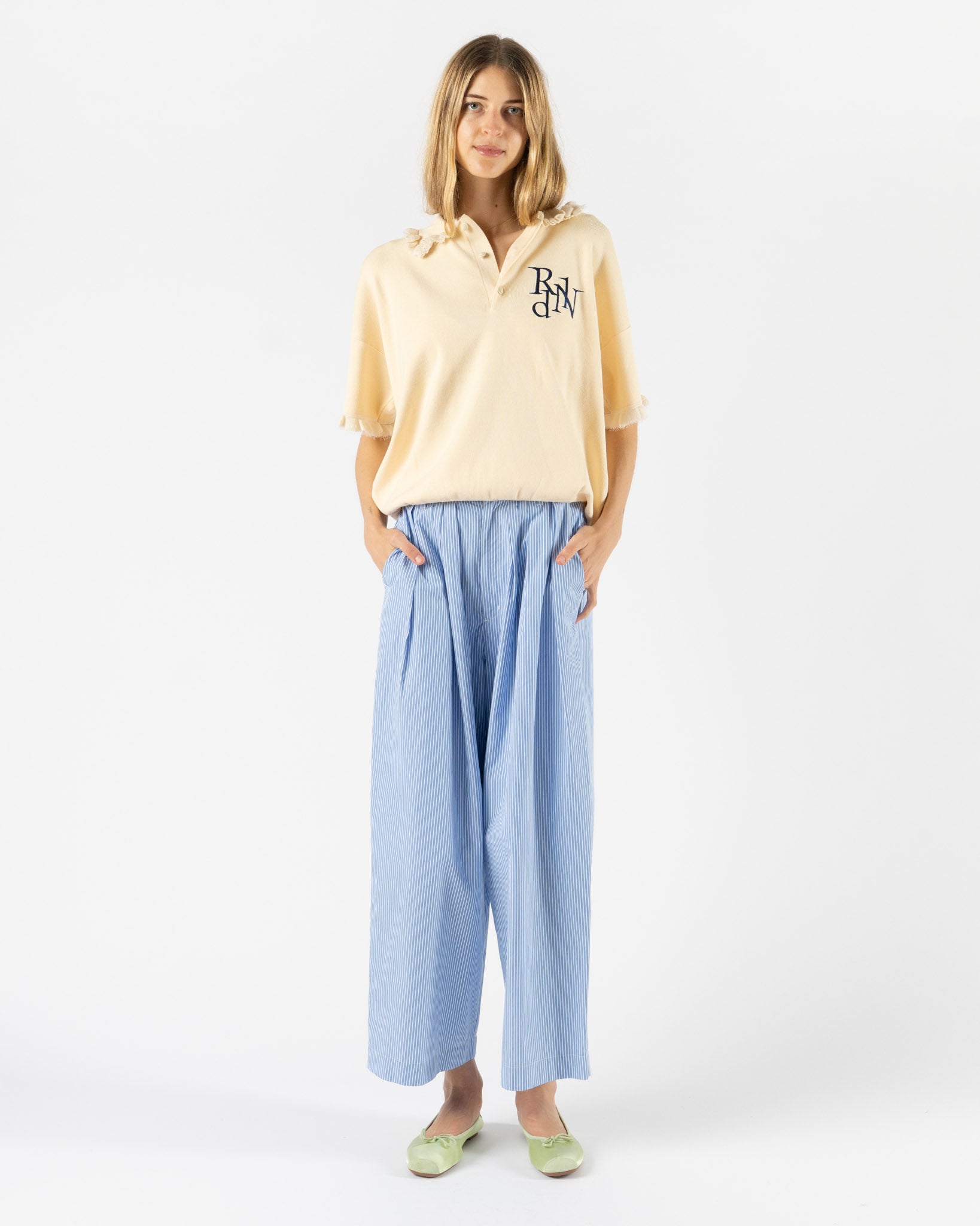 Rhodolirion Embroidery Polo Sweater in Ivory