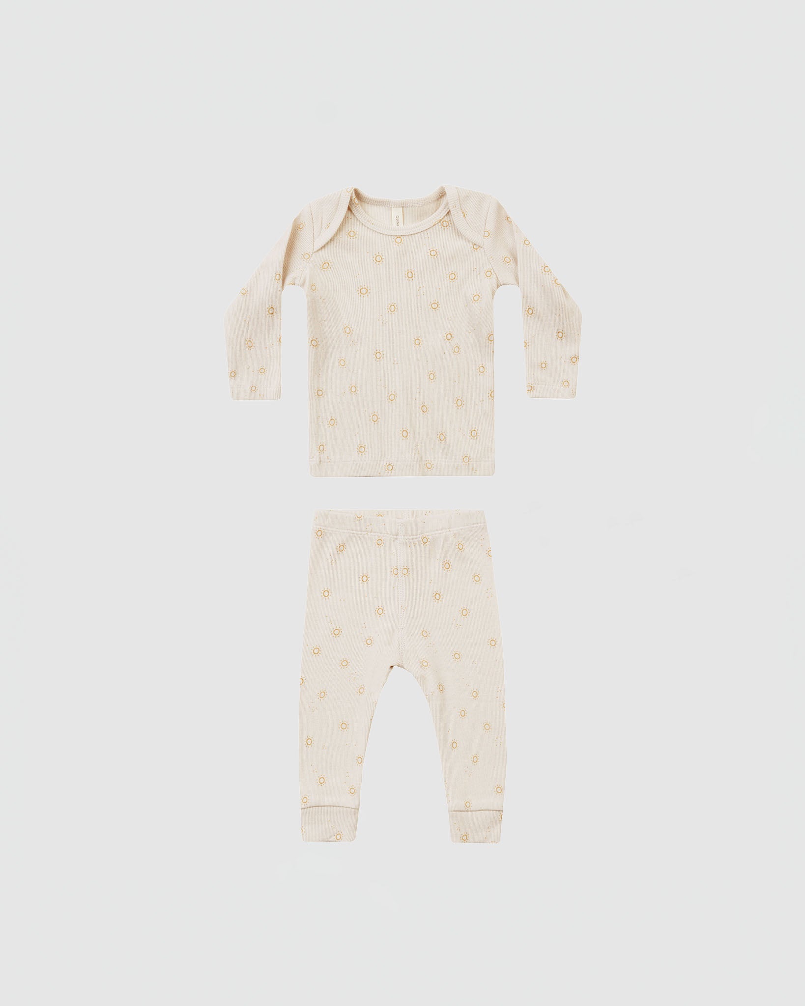 Quincy Mae Ribbed Tee and Legging Set in Natural Suns