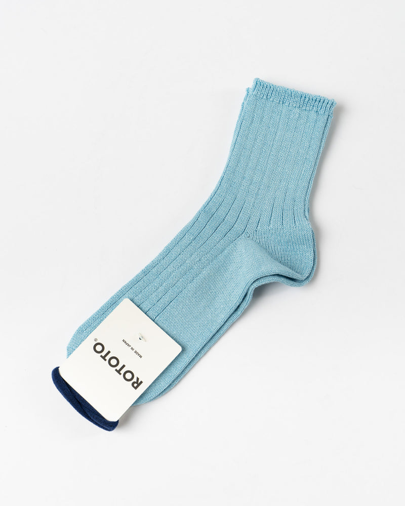 RoToTo Ribbed Ankle Socks in Sky Blue