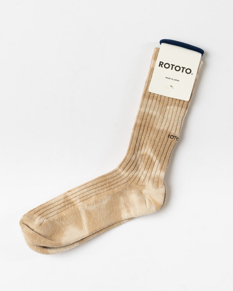 ROTOTO Tie Dye Ribbed Socks in Clay Beige