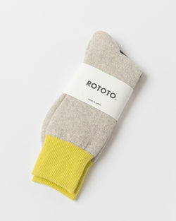 ROTOTO R1515 Double Face Crew Socks in Lime/Light Gray