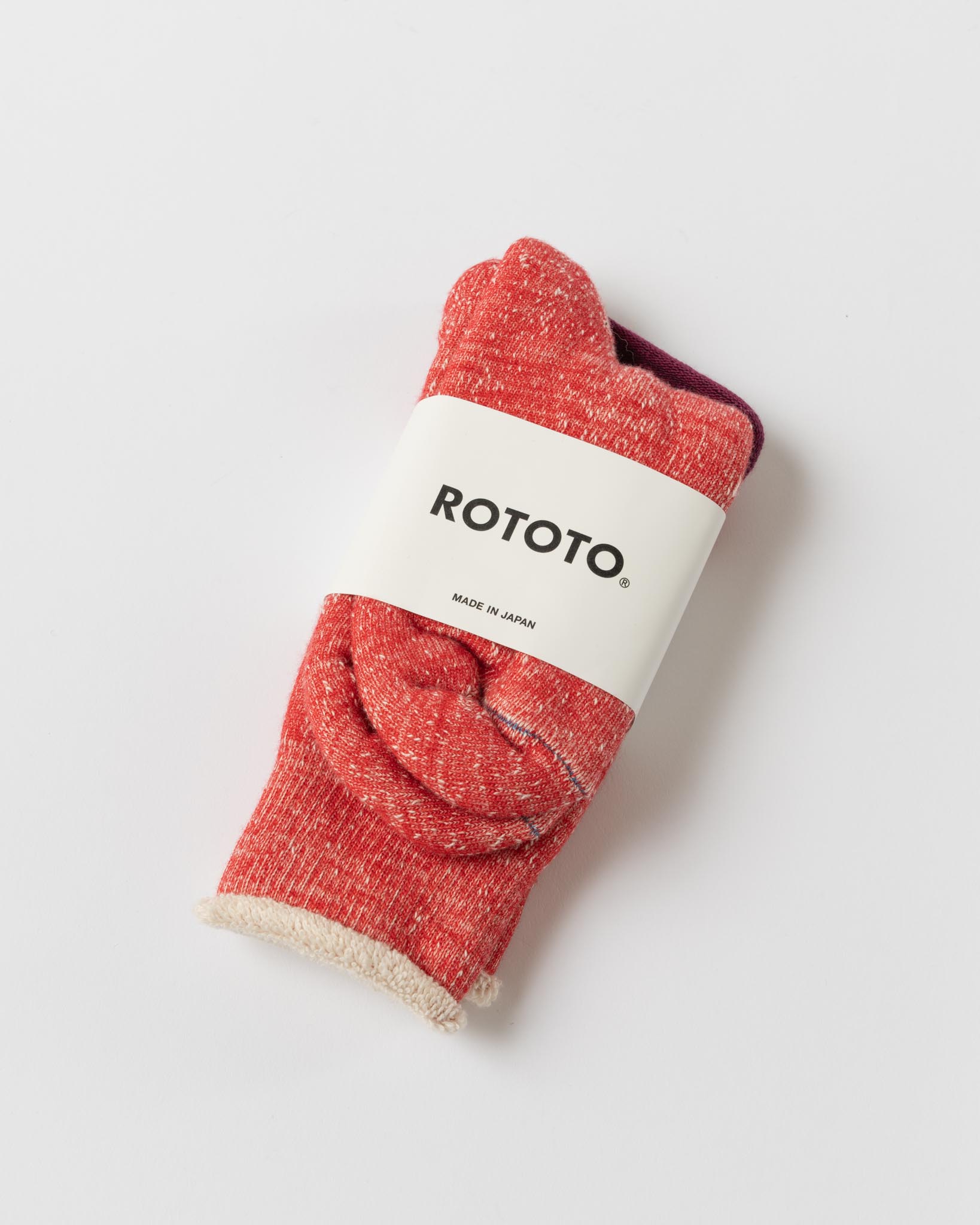 RoToTo 1001 Double Face Crew Socks in Red