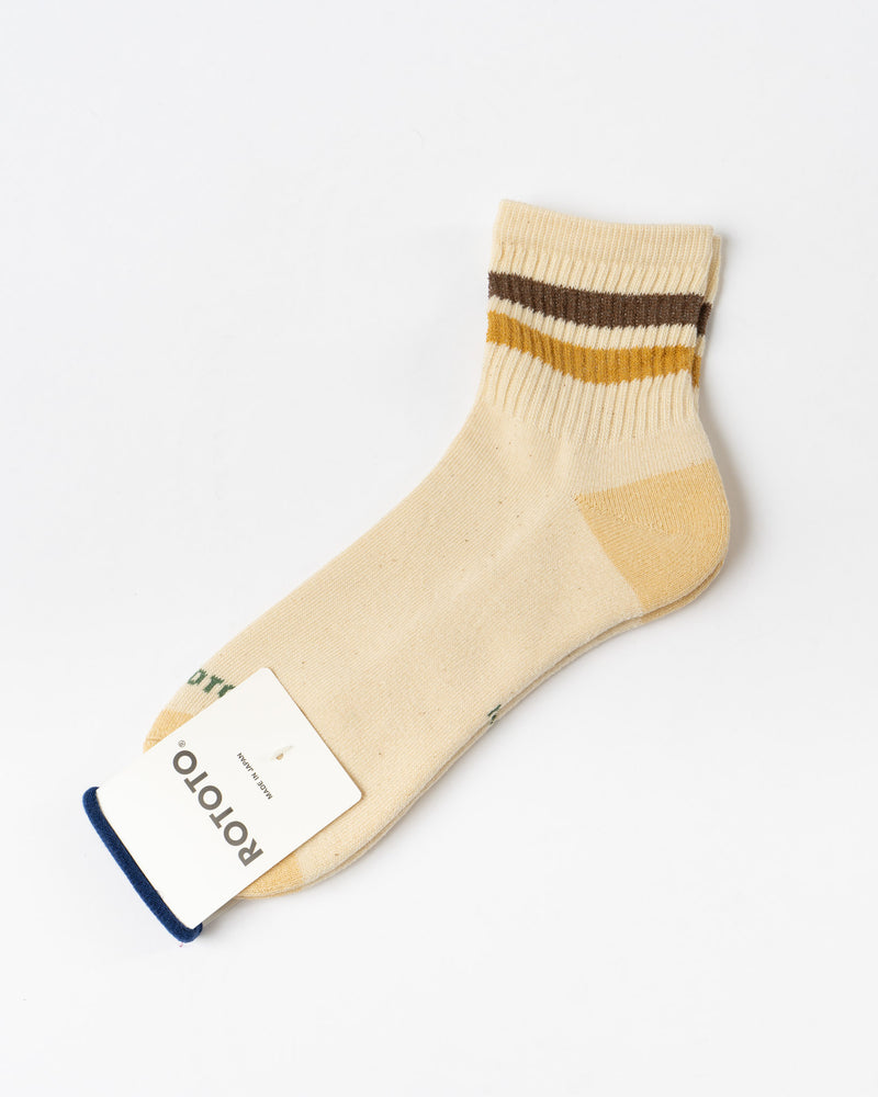 RoToTo Retro Athletic Socks in Brown/Khaki