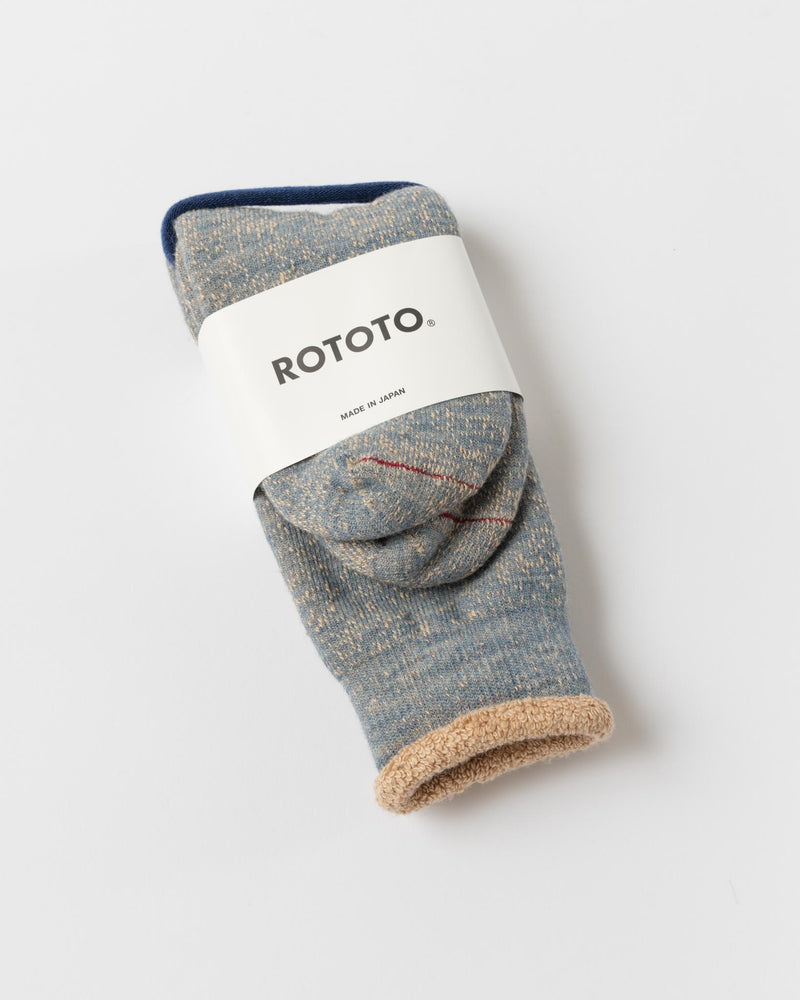 RoToTo 1001 Double Face Socks in Blue/Brown