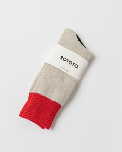 ROTOTO R1515 Double Face Crew Socks in Red/Light Gray