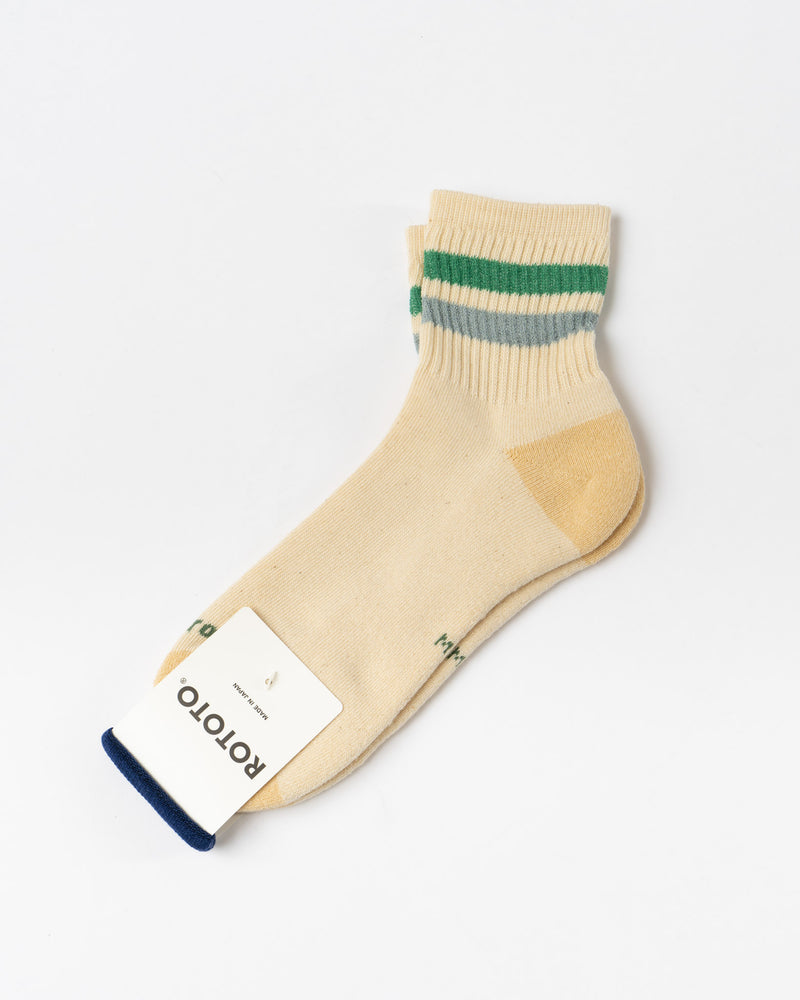 RoToTo Retro Athletic Socks in Green/Blue