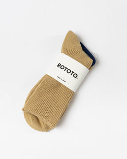 RoToTo Washi/Recycled Cotton Rib Crew Socks in Beige