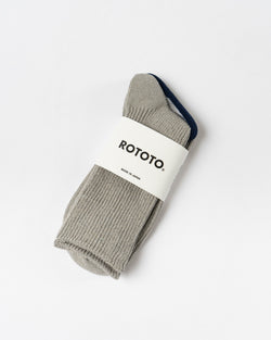 ROTOTO Washi/Recycled Rib Crew Socks in Gray