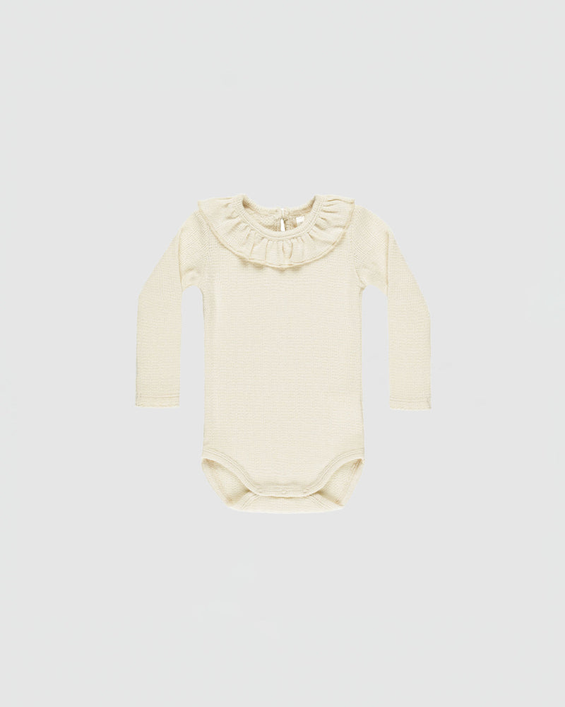 Rylee + Cru Ruffle Collar Bodysuit in Natural