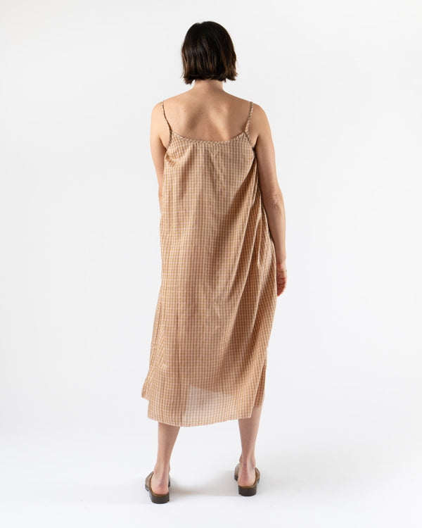 Runaway Bicycle Lily Dress in Brown & Peach Checks