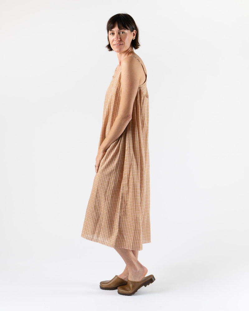 Runaway Bicycle Lily Dress in Brown & Peach Checks