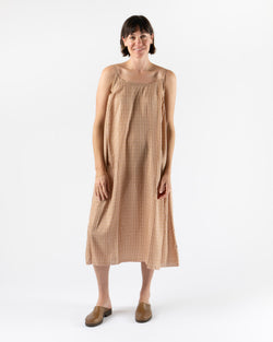 Runaway Bicycle Lily Dress in Brown & Peach Checks