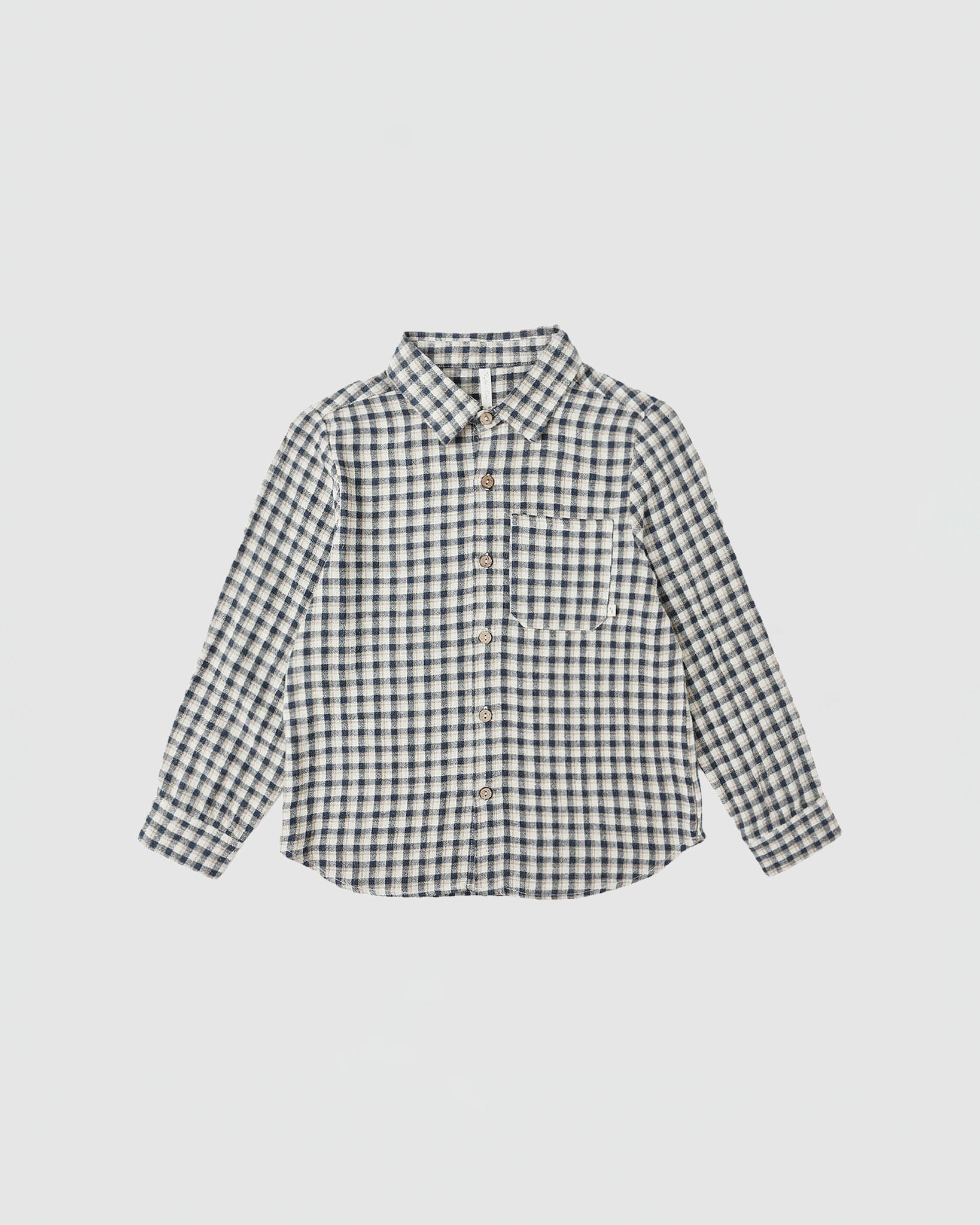 Rylee + Cru Collared Long Sleeve Shirt in Navy Check