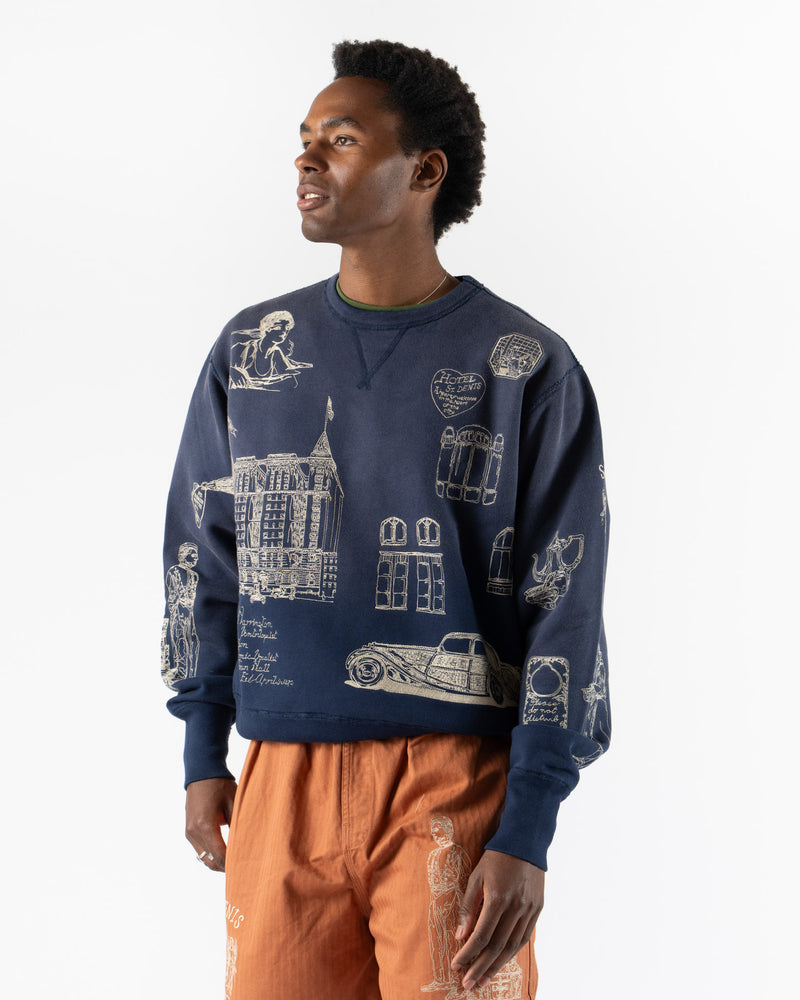 Samuel Zelig Hotel Crewneck in Navy