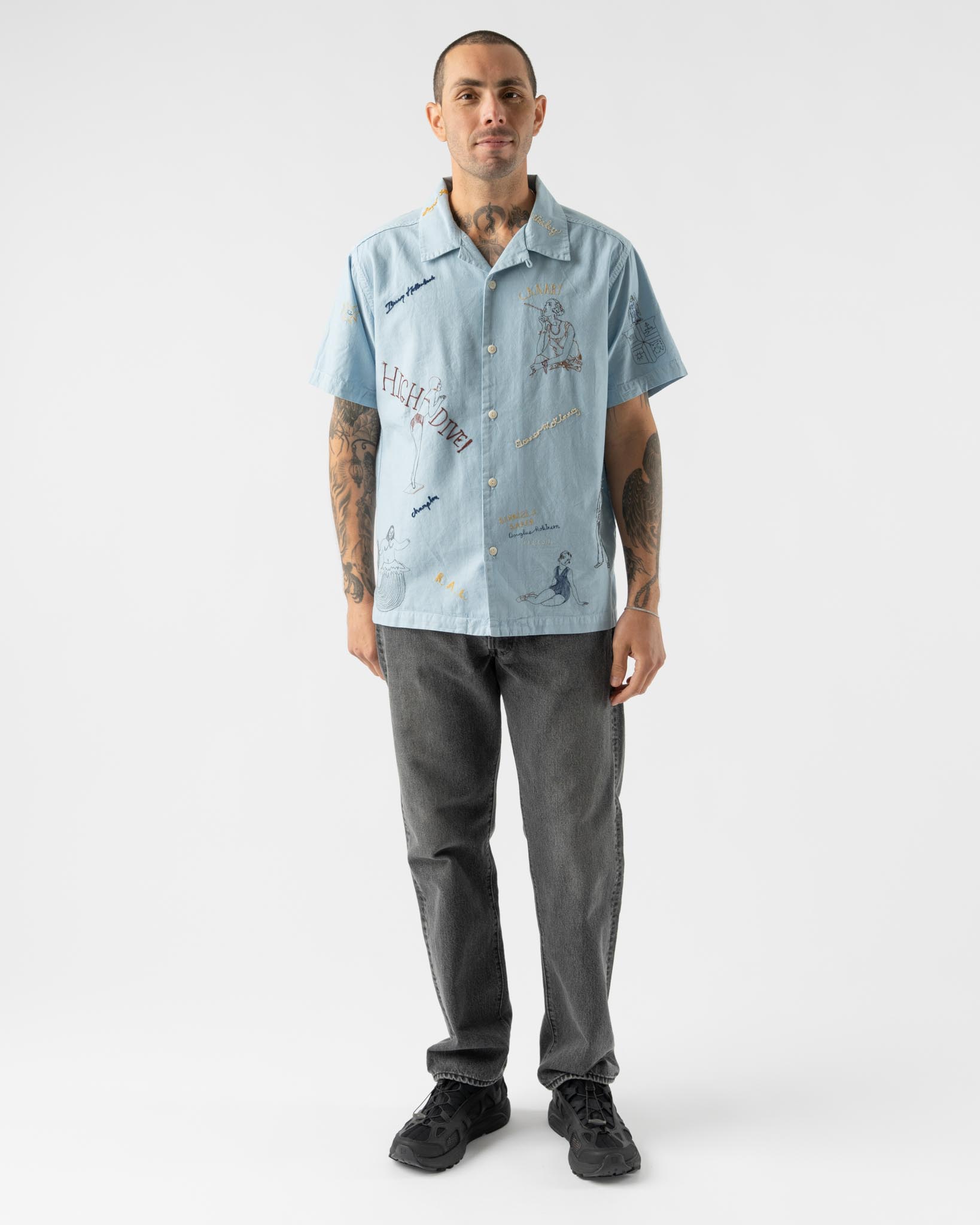 Samuel Zelig High Dive Camp Shirt in Light Blue