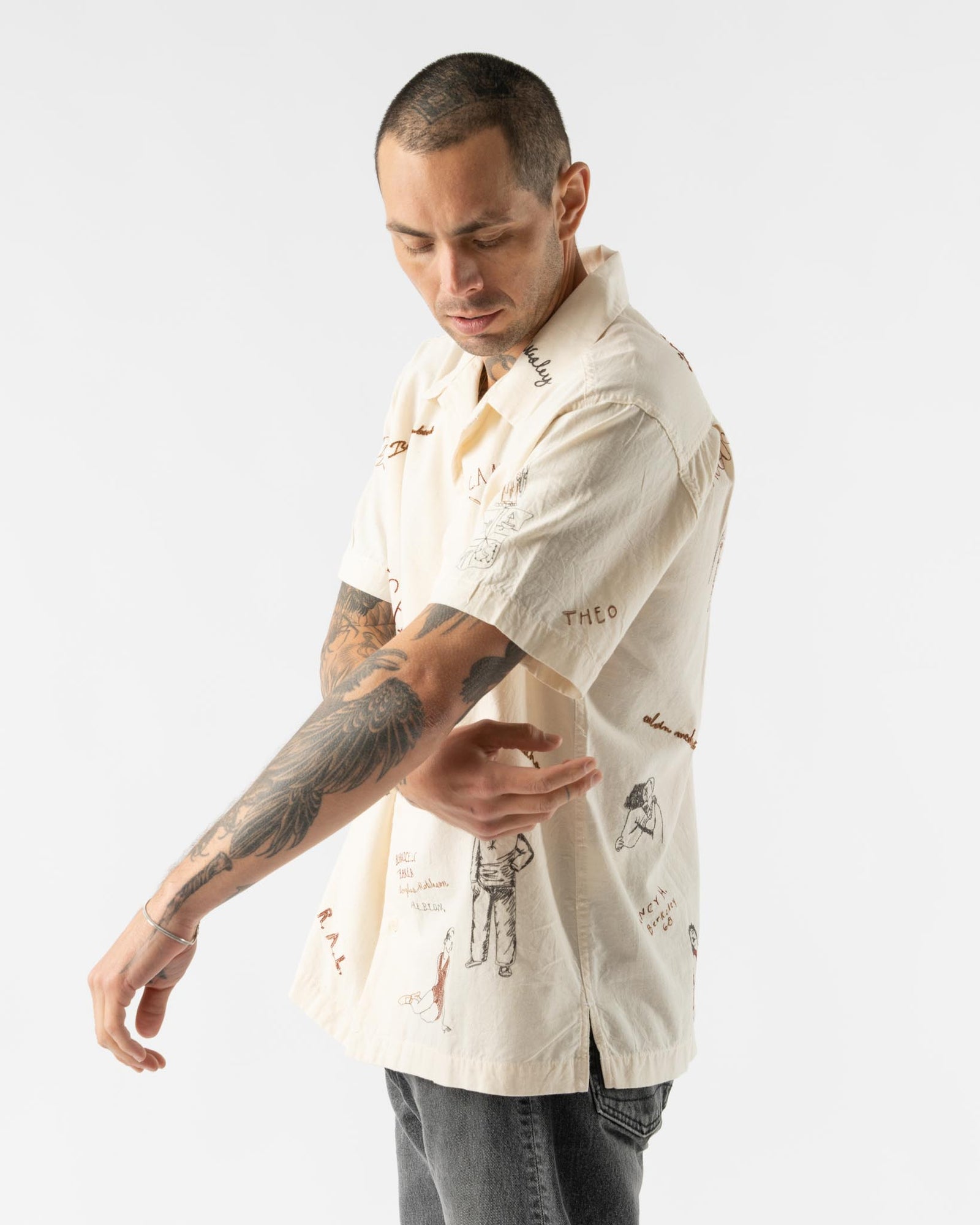 Samuel Zelig High Dive Camp Shirt in Natural Curated at Jake