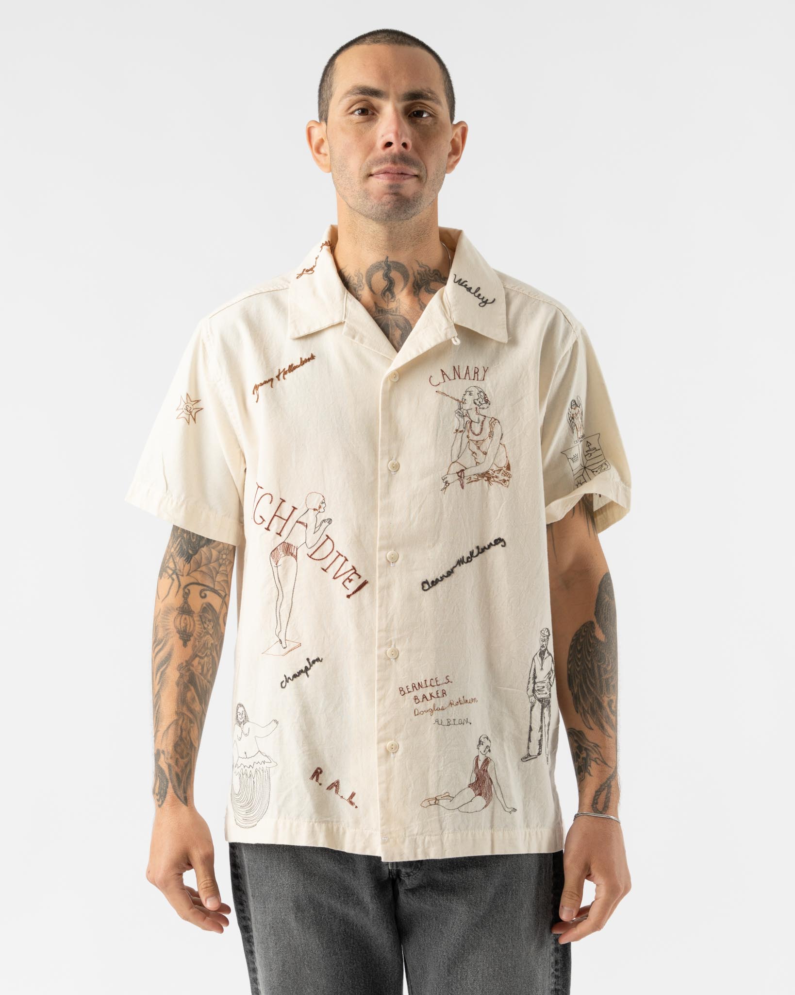 Samuel Zelig High Dive Camp Shirt in Natural