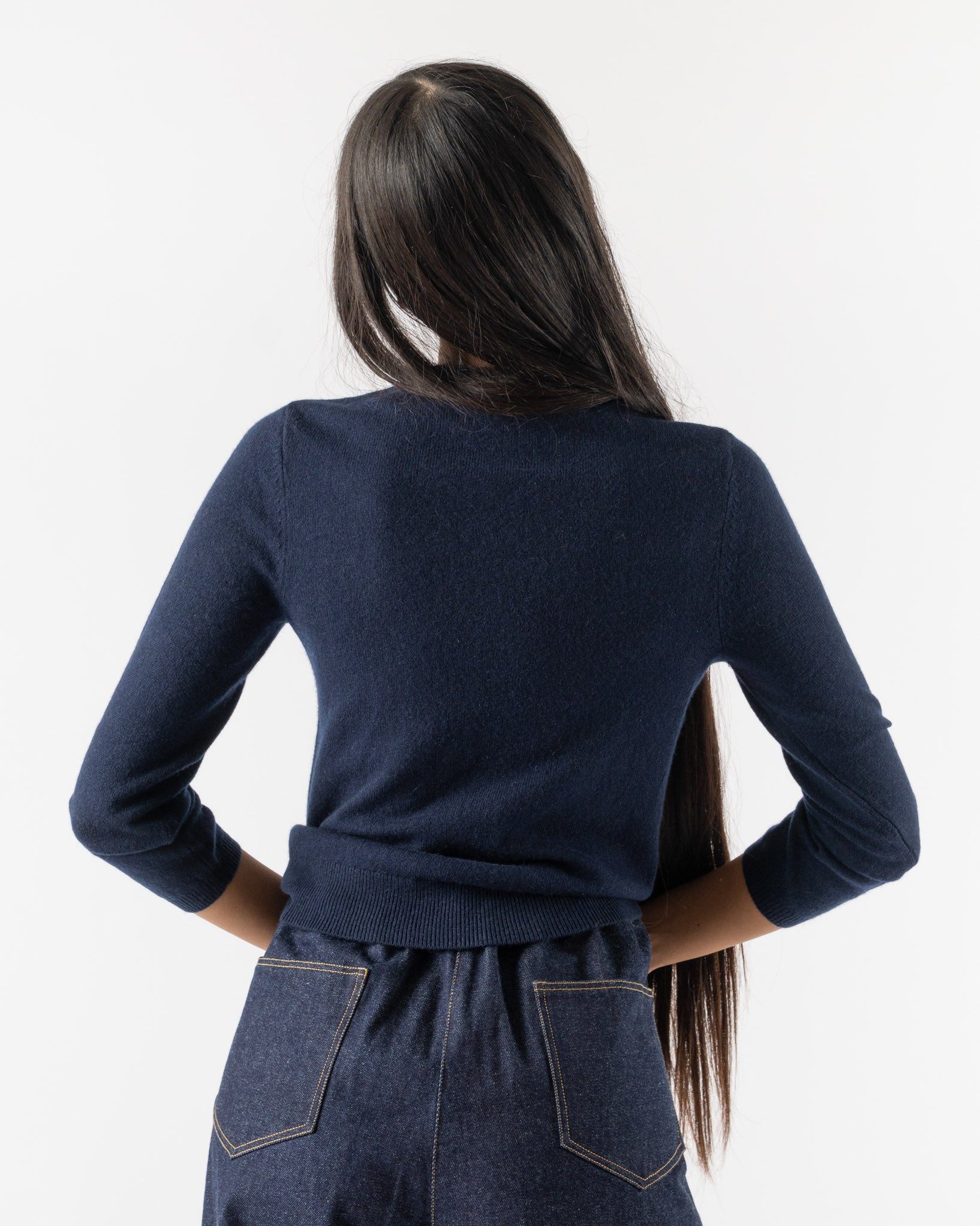 Sandy Liang Bisky Cashmere Sweater in Navy