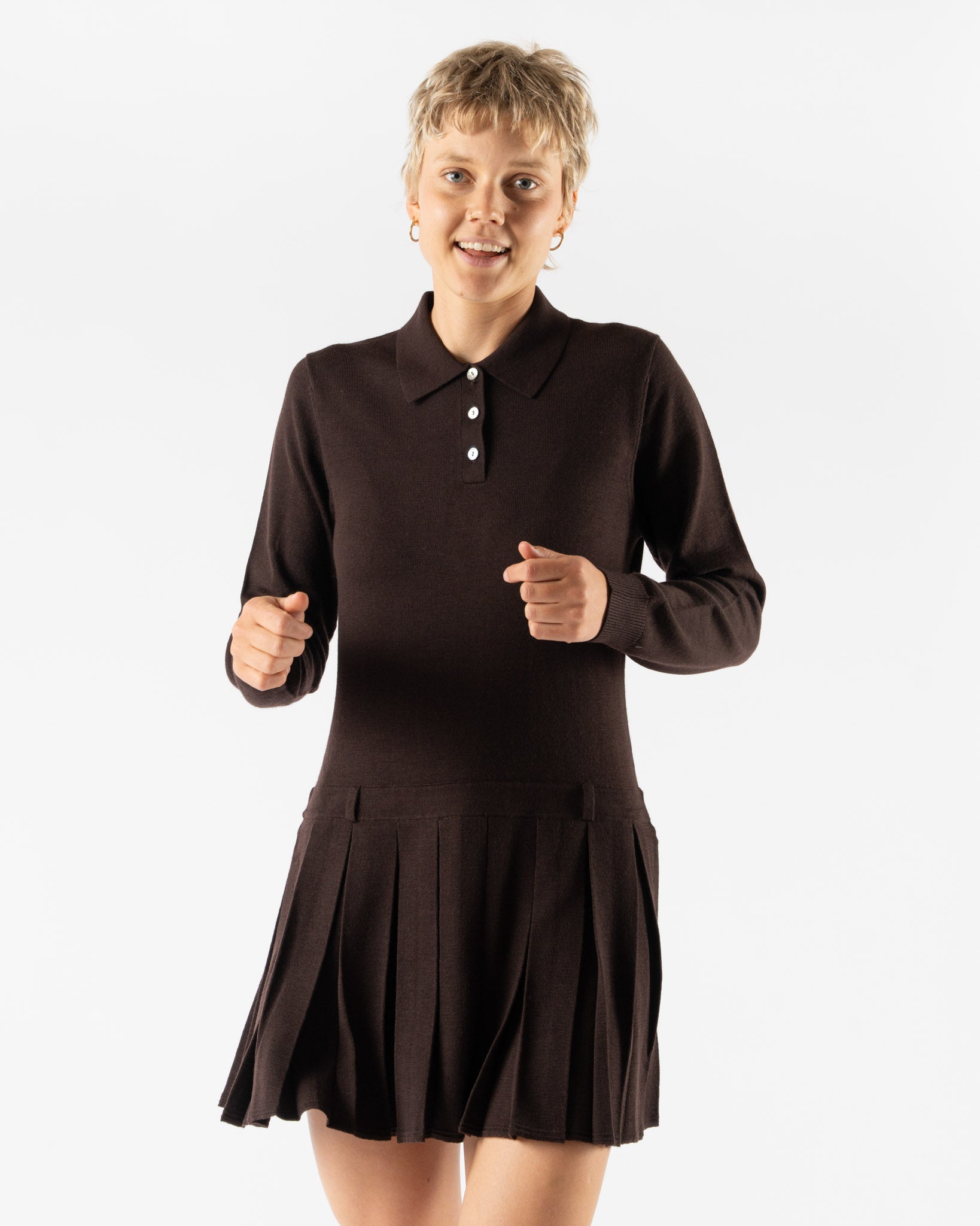 Sandy Liang Hague Sweater Dress in Brown