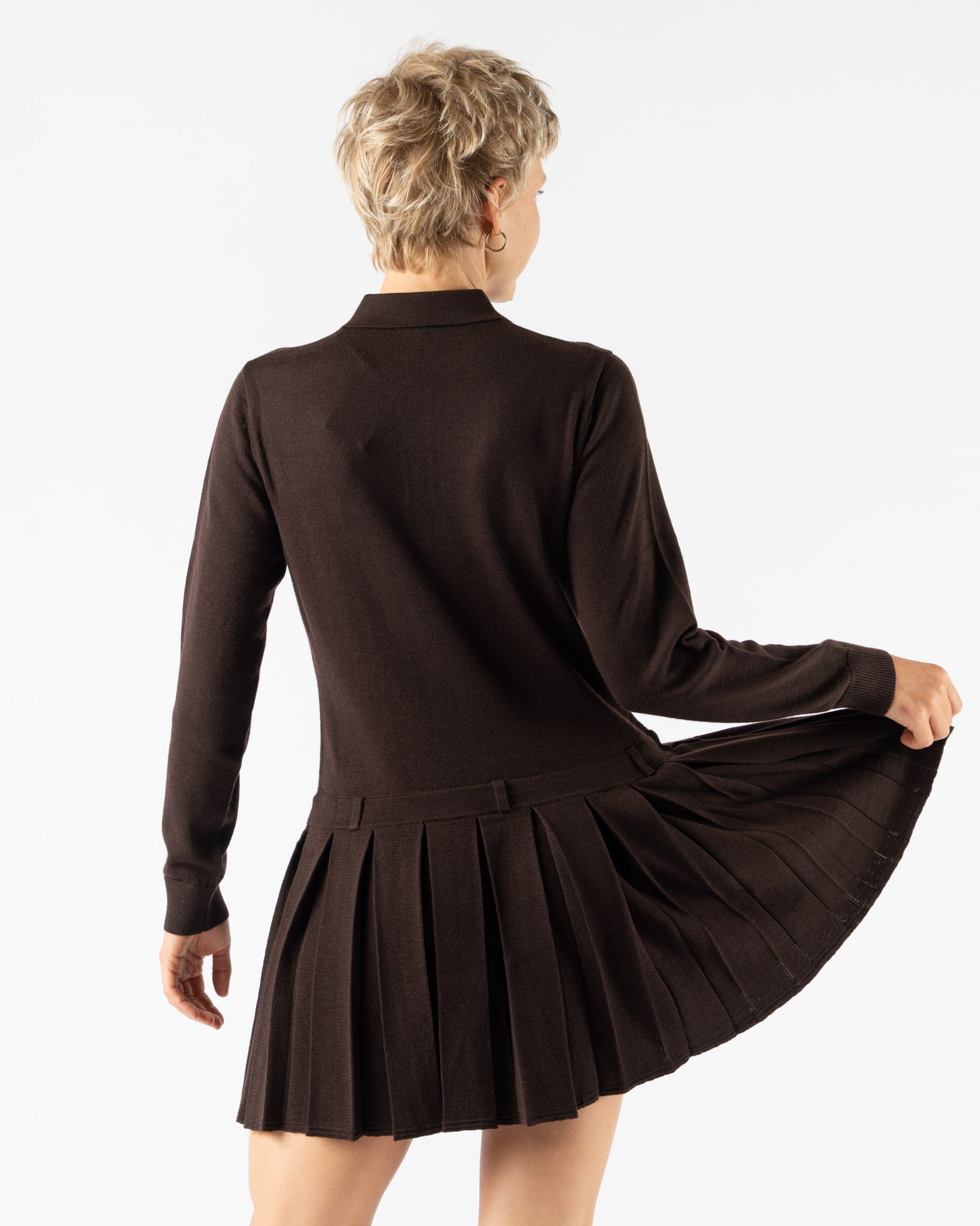 Sandy Liang Hague Sweater Dress in Brown