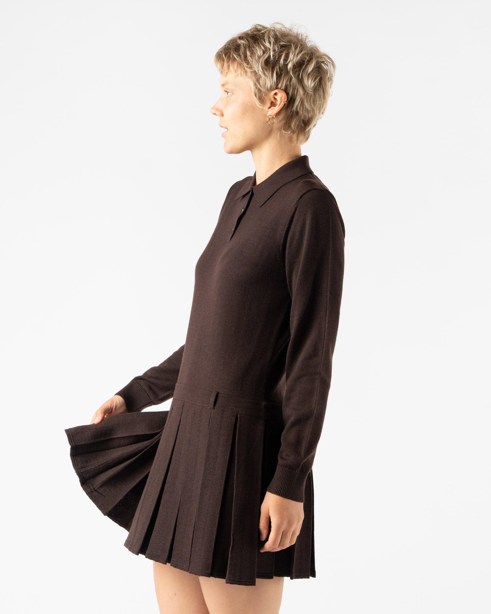 Sandy Liang Hague Sweater Dress in Brown