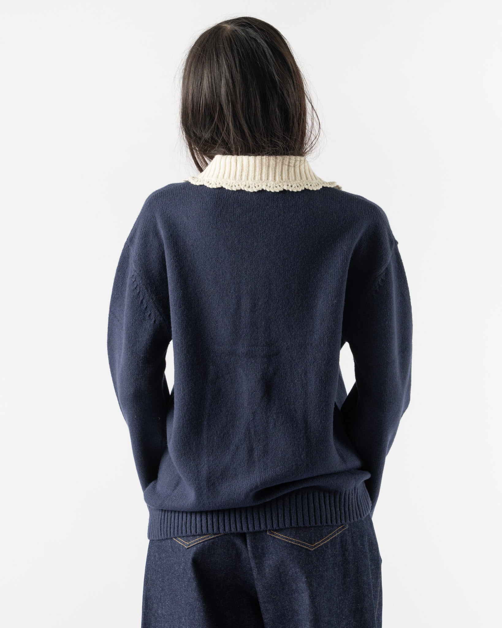 Sandy Liang Koda Cardigan in Navy Curated at Jake and Jones