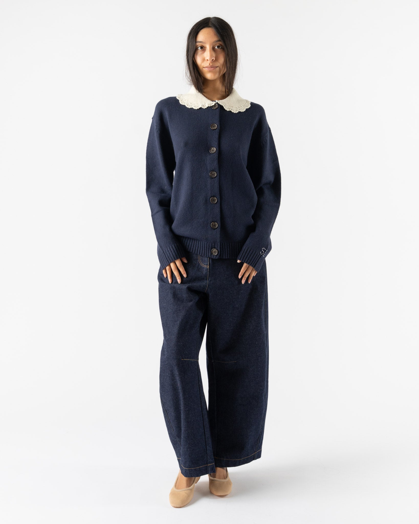 Sandy Liang Koda Cardigan in Navy