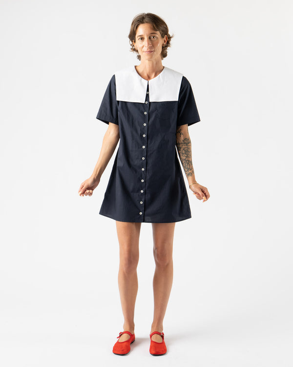 Sandy Liang Rila Shirt Dress in Navy