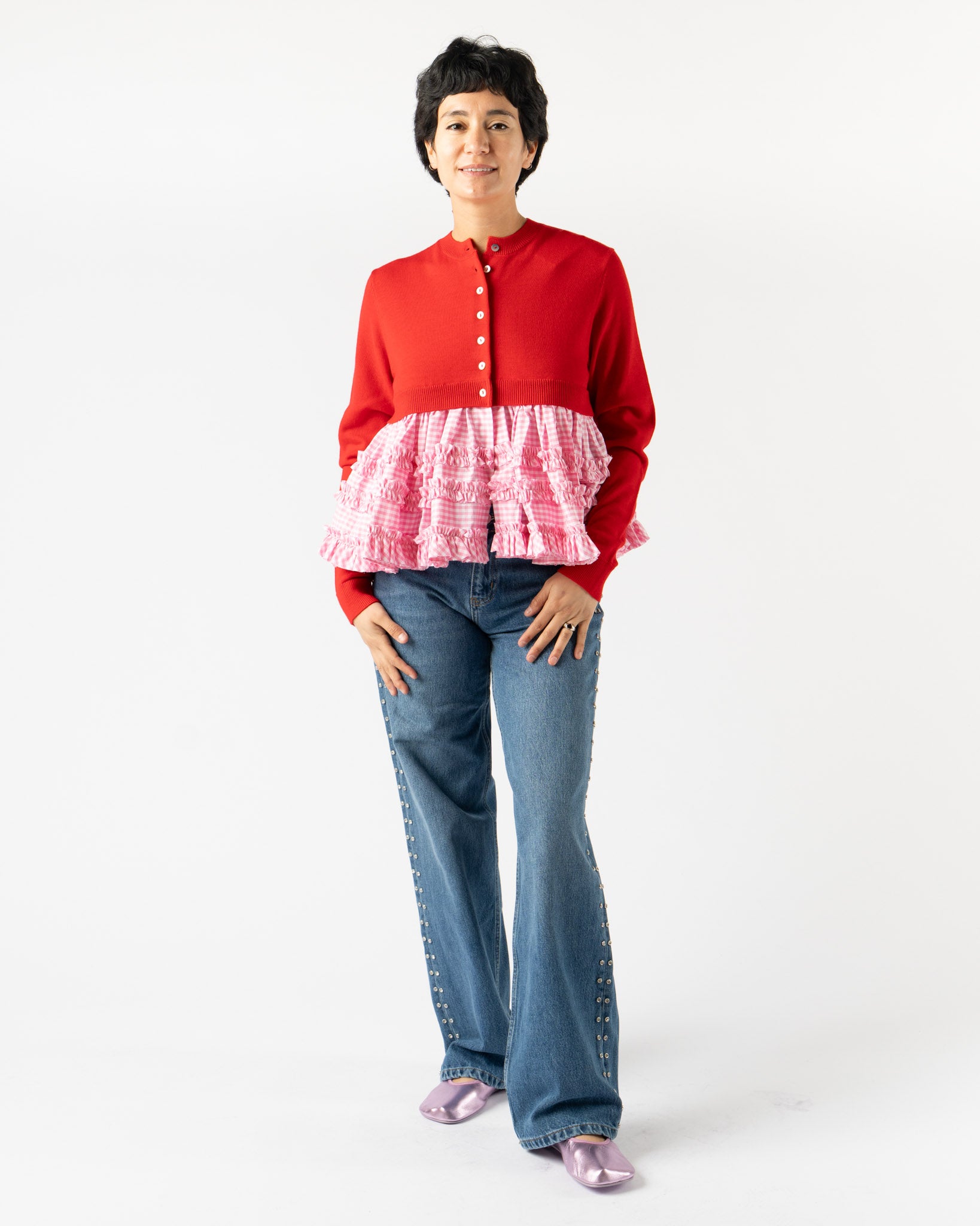 Sandy Liang Pawpaw Cardigan in Red