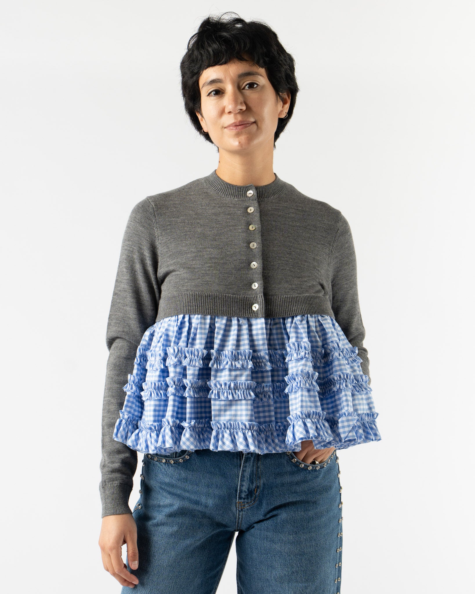 Sandy Liang Pawpaw Cardigan in Grey