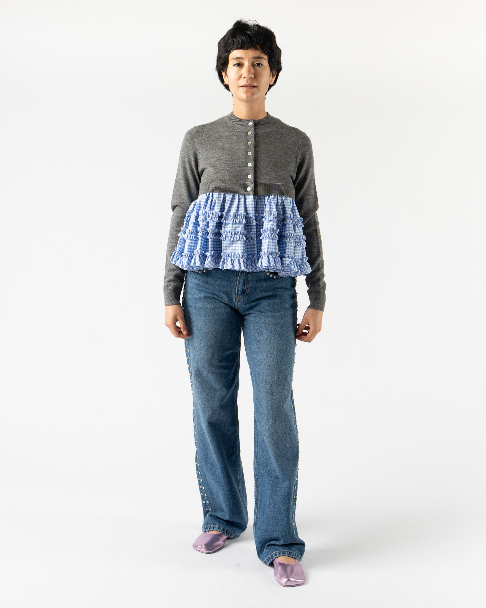 Sandy Liang Pawpaw Cardigan in Grey